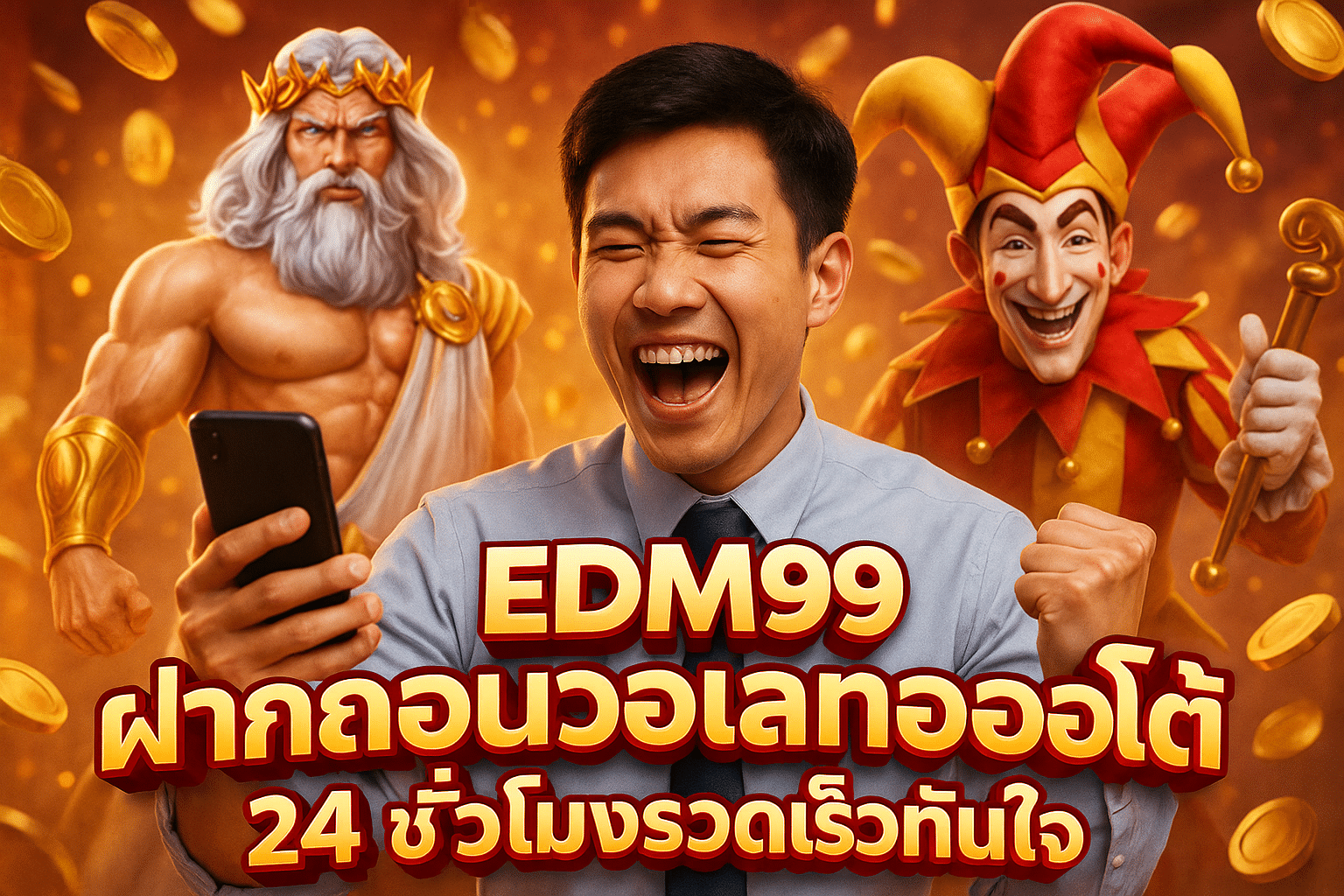 EDM99 ฝากถอนวอเลทออโต้ 24 ชั่วโมงรวดเร็วทันใจ